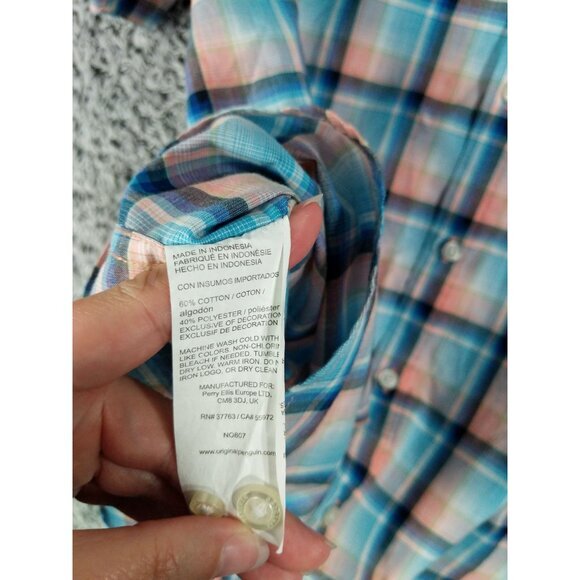 ORIGINAL PENGUIN Heritage Slim Plaid Button-Down Mens SZ XL Pastel Short Sleeve - Picture 5 of 8